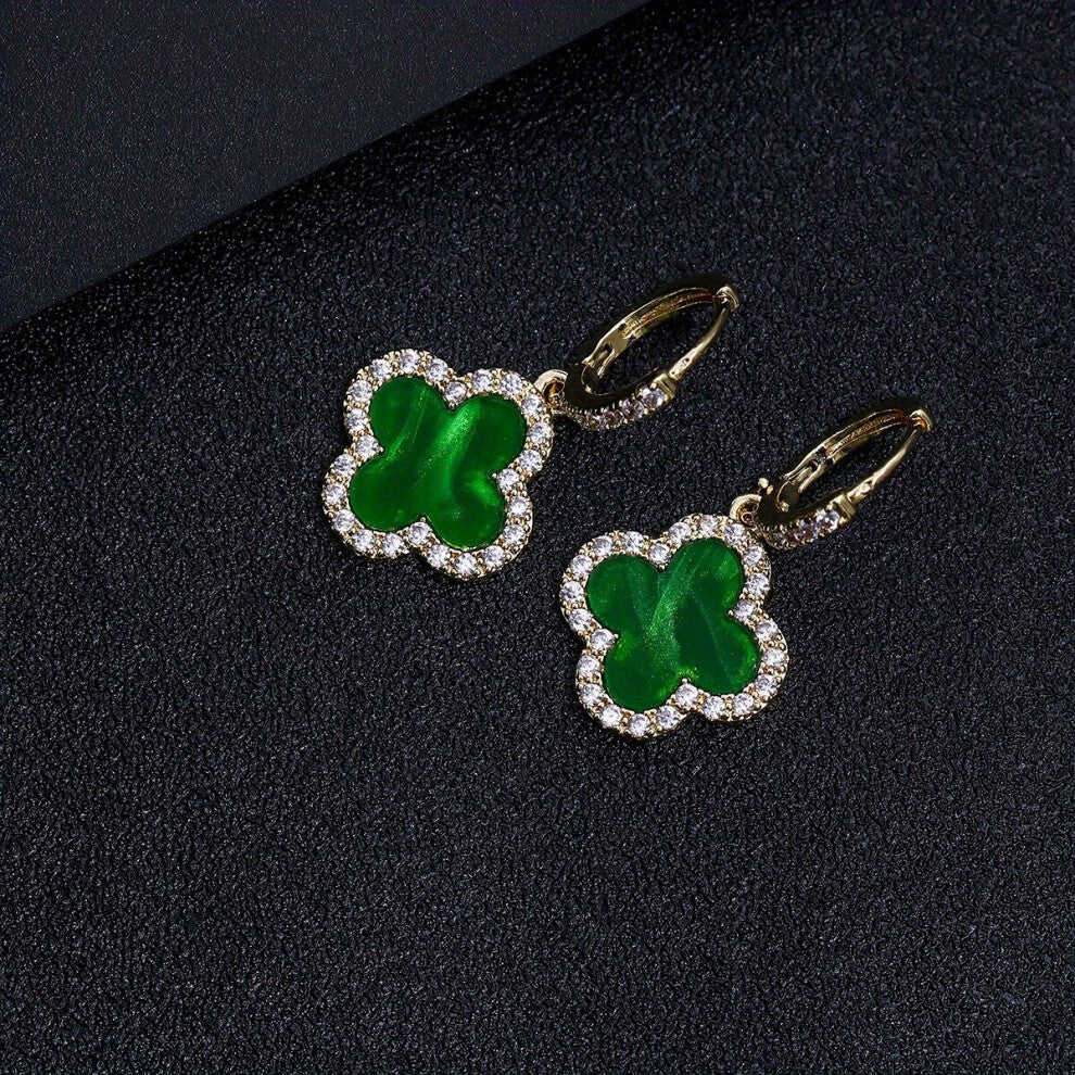 Mens Artificial Diamond studded Earrings Mens Accessories Clover Zircon Earrings For Men And Women Mens Accessories