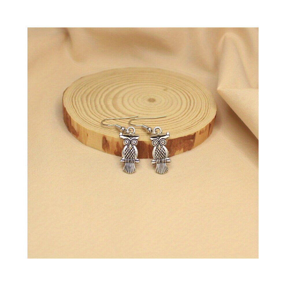 1 Pair Creative Retro Owl Pendant Alloy Earrings Decorative Accessories For Holiday Party Gift Men Accessories