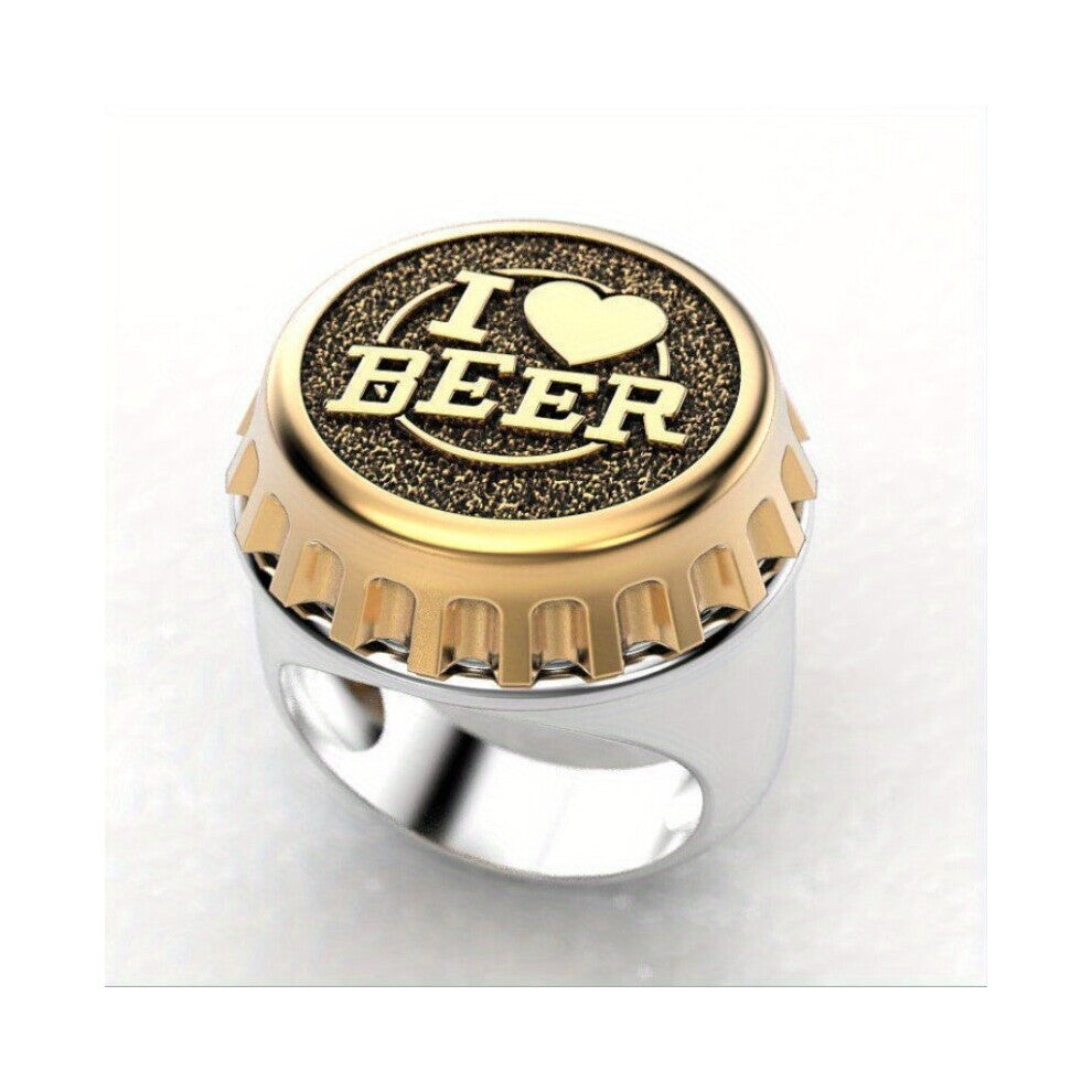 1pc Mens Creative Beer Bottle Cap Ring I Love Beer Ring
