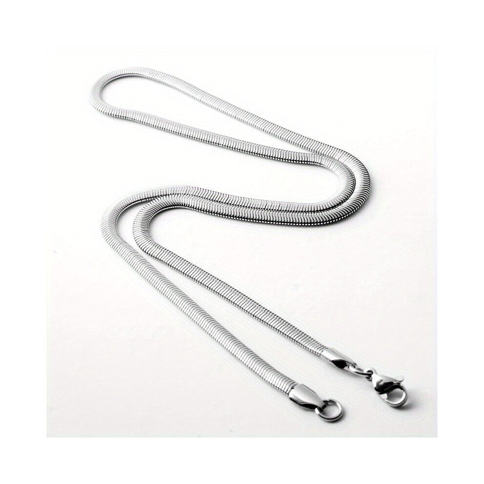1pc Titanium Steel Necklace Personality Flat Snake Chain Men And Women Jewelry Accessories