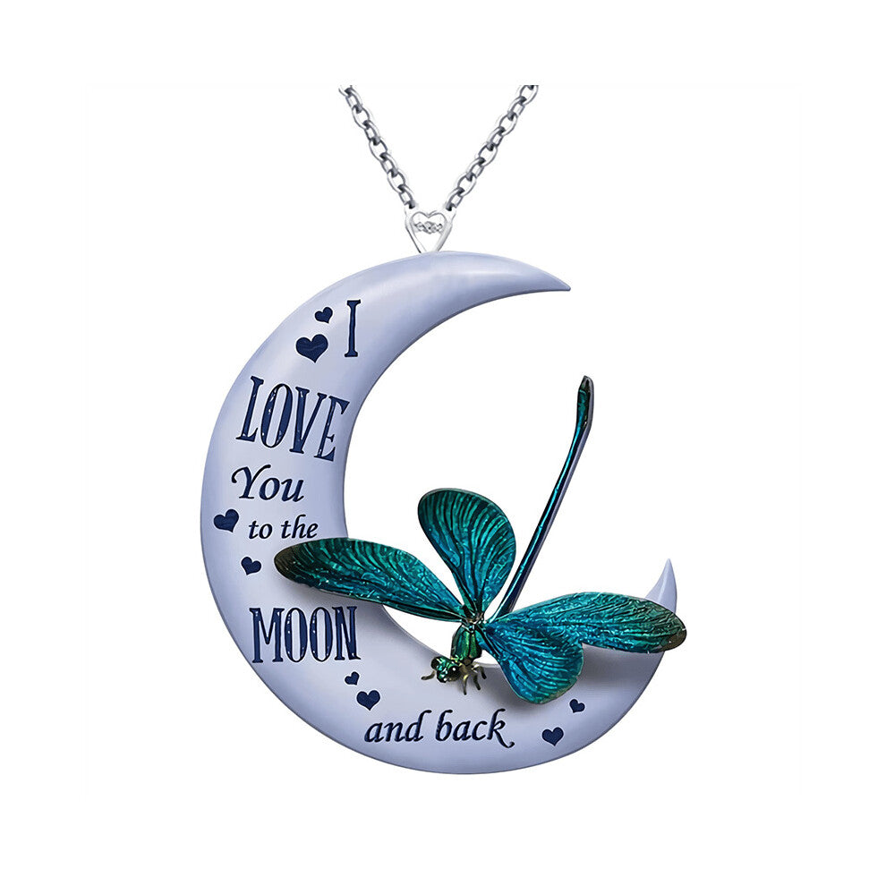 1pc Mens Creative Acrylic Pendant Necklace With Moon And Dragonfly Jewelry Gift And Decorative Accessories For Holiday Party Gift