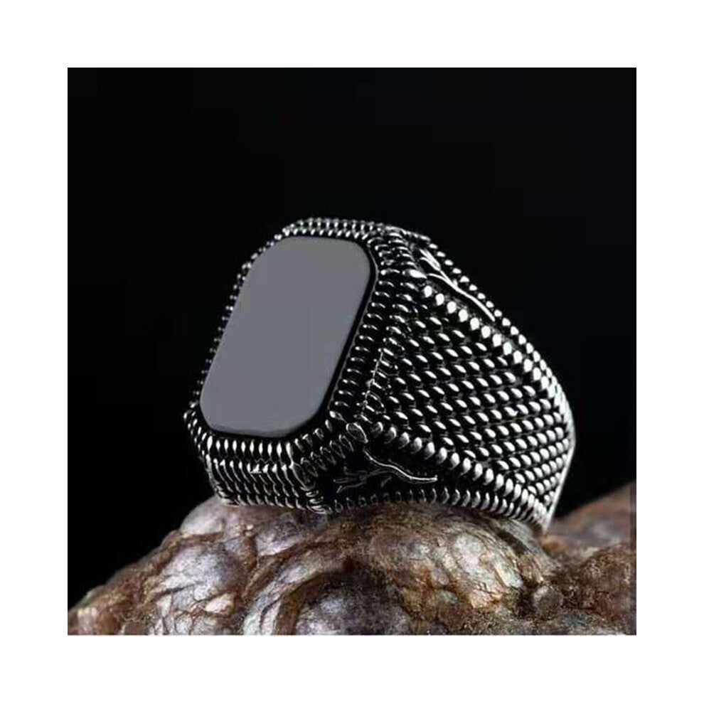 1pc Metal Inlaid With Faux Gem Fashionable & Generous Mens Ring Retro Carving Pattern Palace Style Mens Ring Jewelry Senior Accessories For Attendin