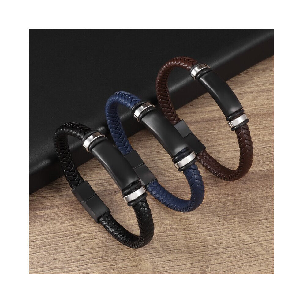 1pc Bracelet Accessories Faux Leather Combination 3 Mens Braided Bracelet Street Party Accessories