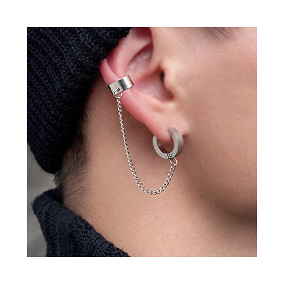 1 Set Punk Stainless Steel Clip Earrings For Men Ear Cuff Hip Hop Jewelry Accessories