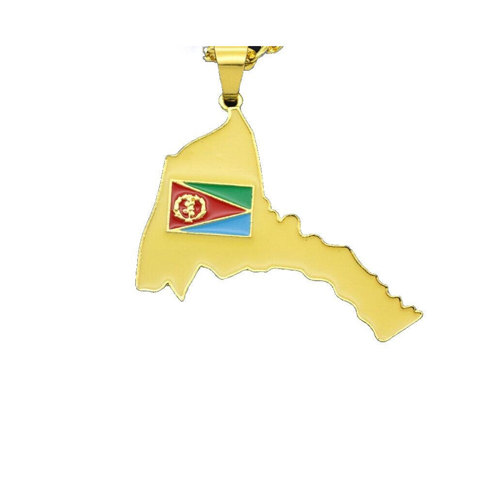 Eritrea Map Flag Pendant Necklace Vintage Punk Hip Hop Choker Collar Chains Necklaces Jewelry Accessories