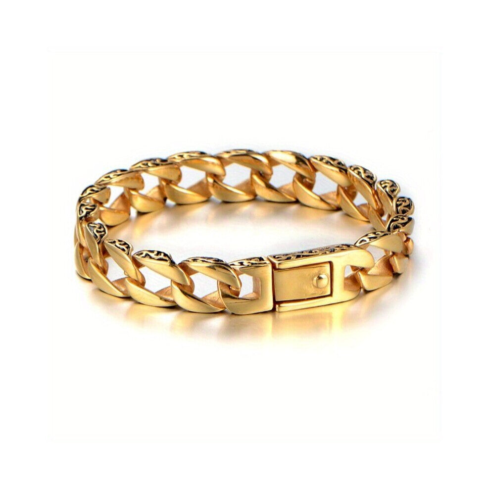 1pc Stainless Steel Totem Cuban Chain Bracelet Men Rap Hip Hop Bracelet Rock Rap Star Wrist Accessories Gift