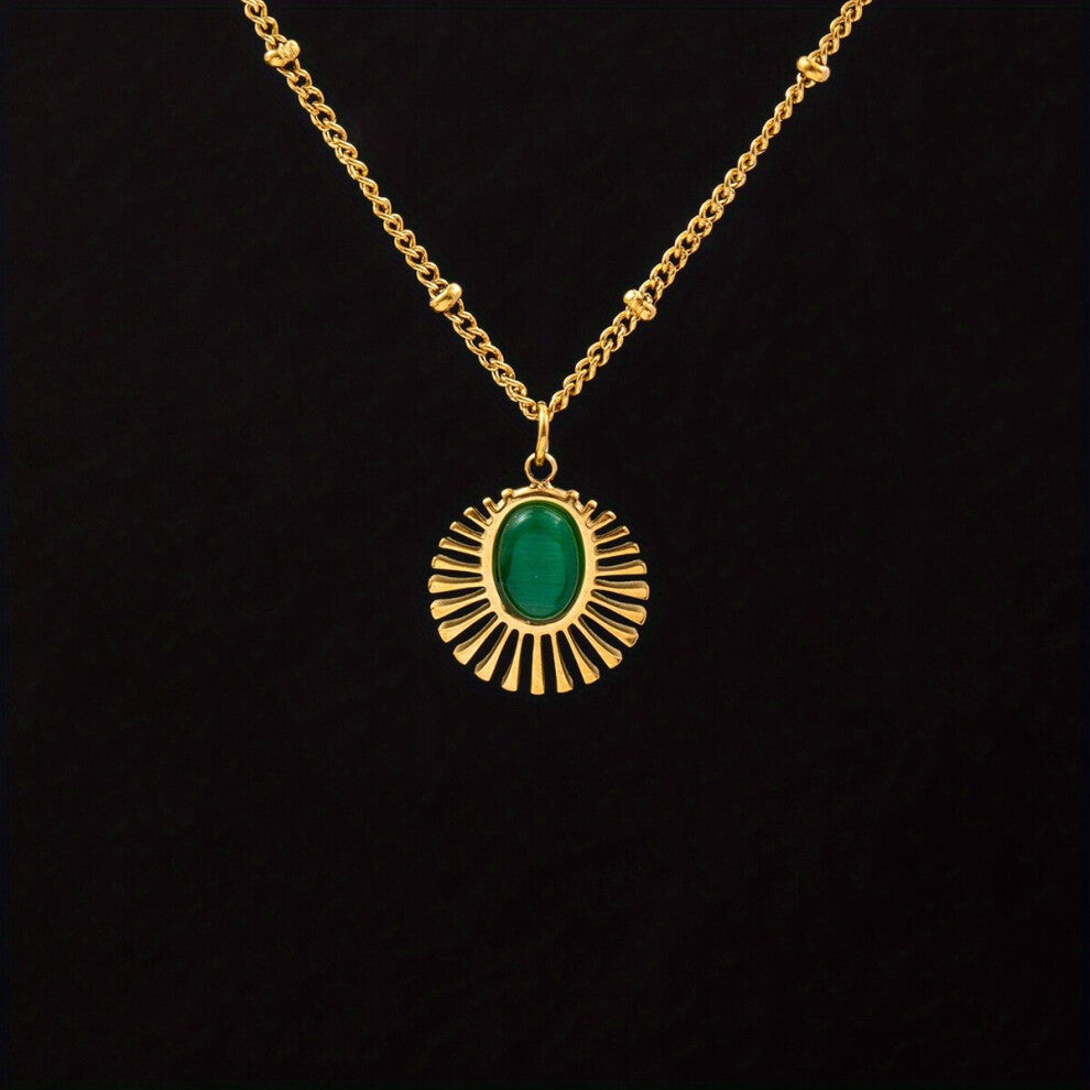 1pc Golden Titanium Steel Pendant Necklace Adjustable Chain Length Retro Pendant Chain Jewelry Accessories Gift For Men