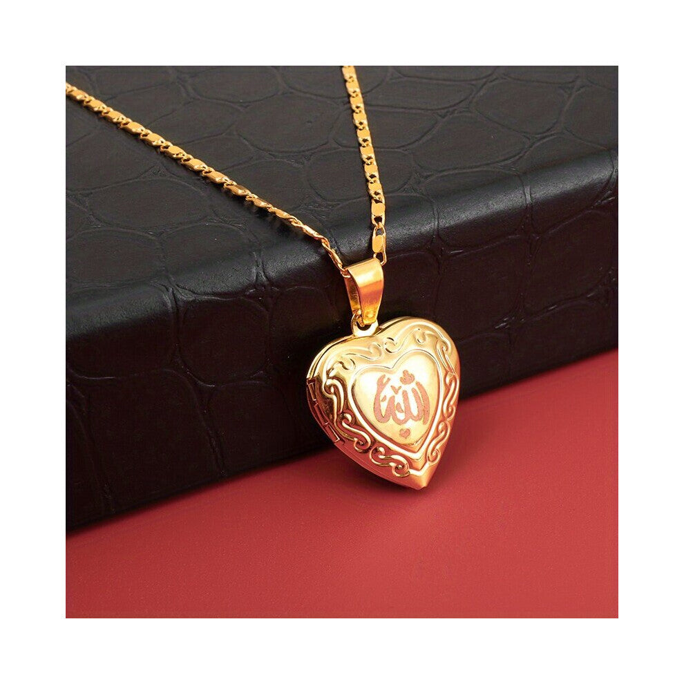 Men Heart Pendant Necklace Romantic Locket Pendant Necklace Couple Jewelry Gift Clothing Accessories