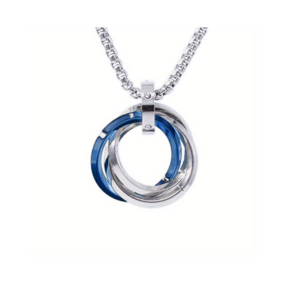 1pc Three ring Pendant Necklace Set With Faux Diamonds And High end Versatile Mens Clothing Accessories