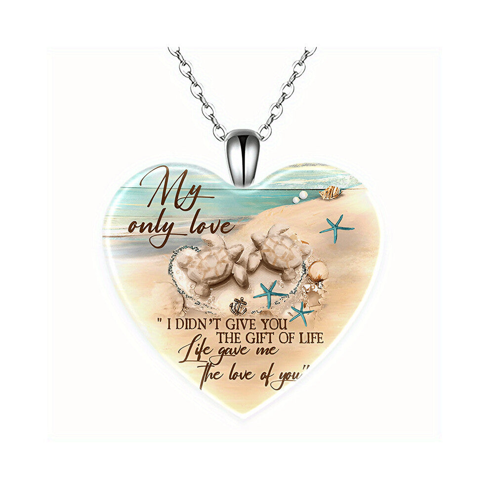 Creative Turtle Pattern Heart Shaped Pendant Necklace Decorative Accessories For Holiday Party Birthday Gift Mens Accessories