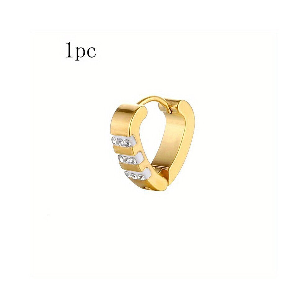 1pc Stainless Steel Heart Shape Hoop Earring For Men Romantic Couple Ear Buckle Piercing Jewelry Accessories