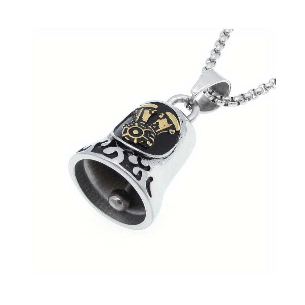1pc Hip Hop Style Creative Vintage Stainless Steel Retro Motorcycle Engine Bell Necklace Decorative Accessories For Holiday Party Gift Men Accessories