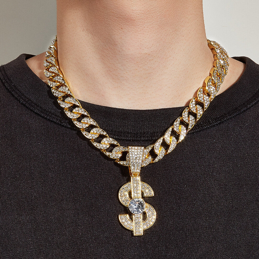 Small Dollar Match Pendant Cuban Chain