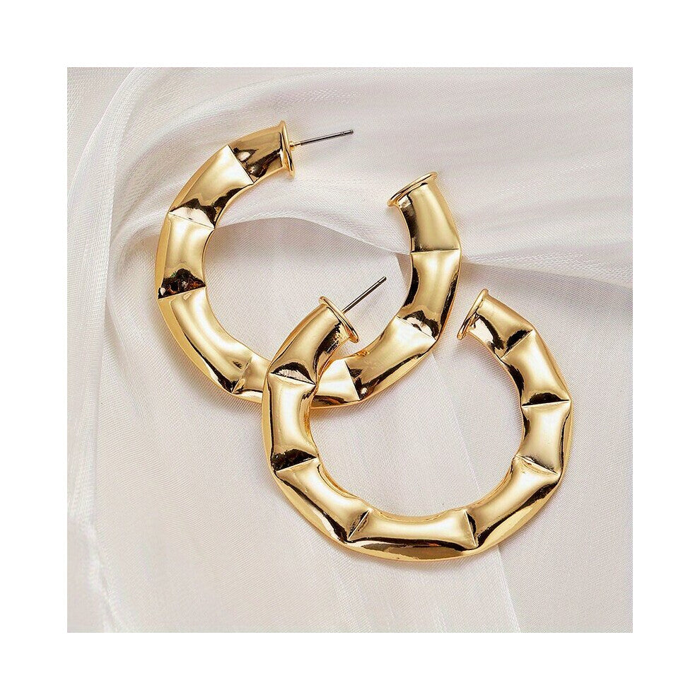 Seamless Hollow Flat Wave Earrings Glossy C ring Earrings For Men