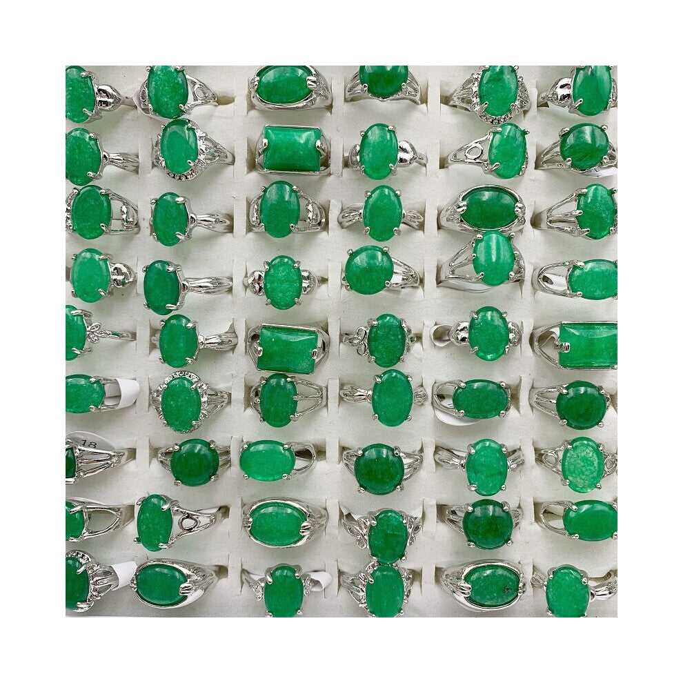 10 20 30 50pcs Stone Rings Accessories For Men Natural Green Band Charm For Party Jewelry Engagement Gift