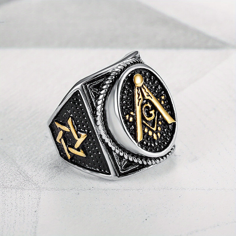 Vintage Classic Stainless Steel Star Mens Finger Ring Punk Jewelry Accessories Mens Ring