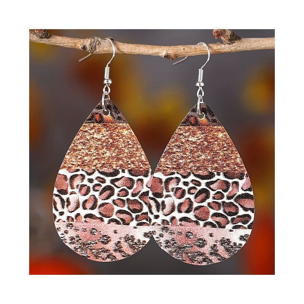 1pair Romantic Pink Leopard Drop Earrings For Mens Party Holiday Accessories