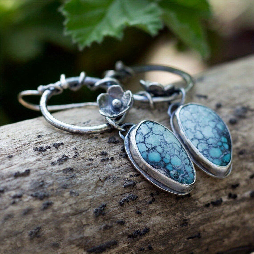Turquoise Earrings Flower Pendant Earrings For Men And Women Casual Jewelry Casual Earrings Accessories Gift