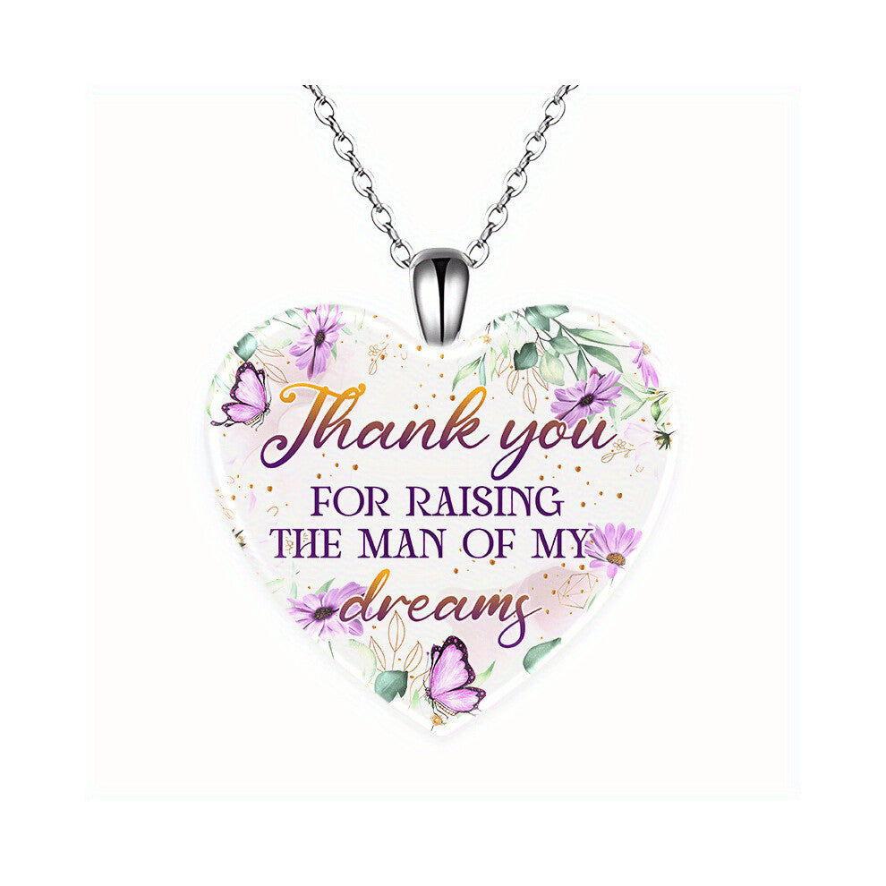 Creative Butterfly Flower Pattern Heart Shaped Pendant Necklace Decorative Accessories For Holiday Party Birthday Gift Mens Accessories