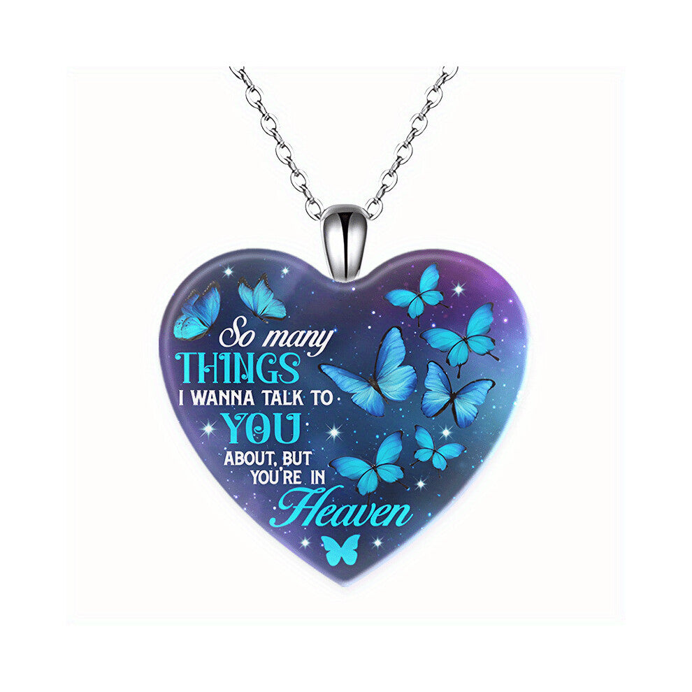 Creative Butterfly Pattern Heart Shaped Pendant Necklace Decorative Accessories For Holiday Party Birthday Gift Mens Accessories