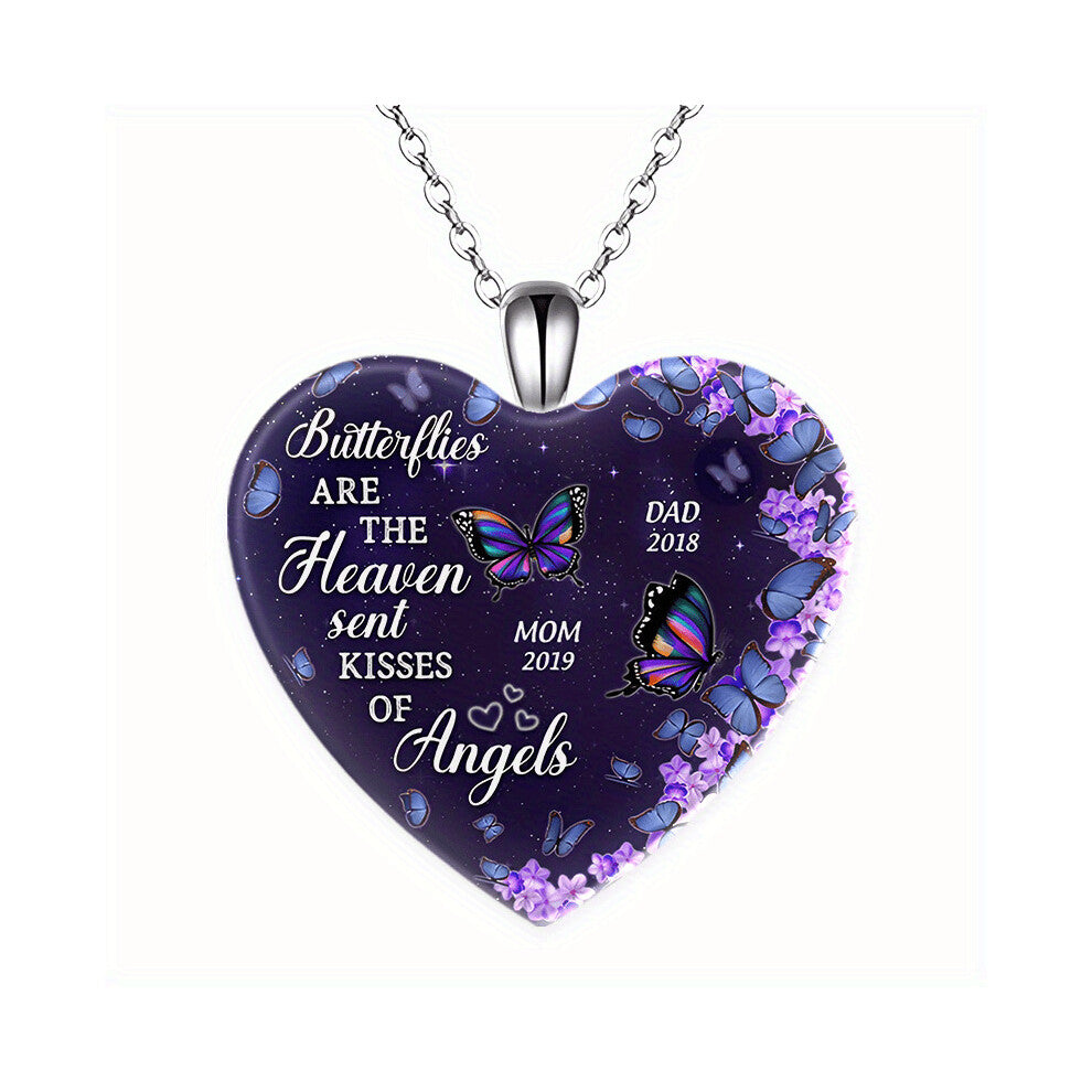 Creative Butterfly Pattern Heart Shaped Pendant Necklace Decorative Accessories For Holiday Party Birthday Gift Mens Accessories