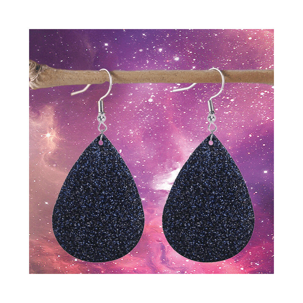 1pair Colorful Sequin PU Leather Teardrop Earrings Party Club Jewelry Accessories For Men