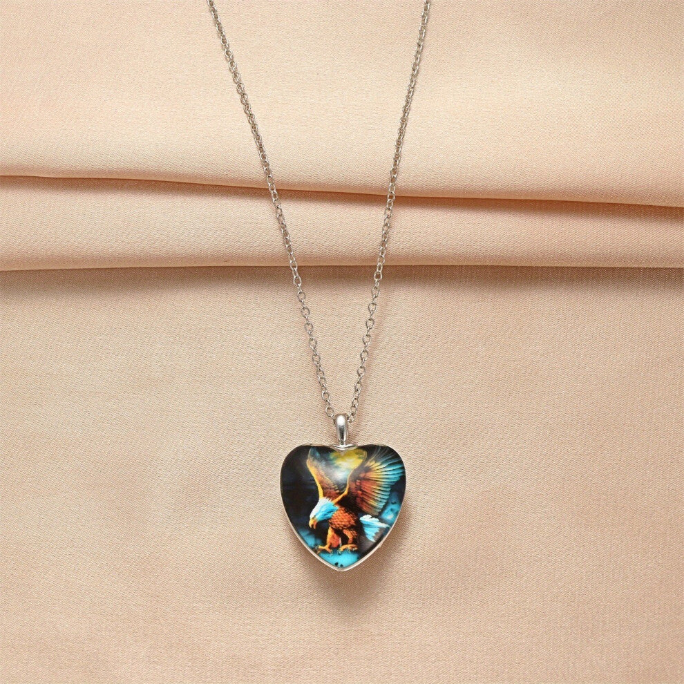 1pc Zinc Alloy Creative Heart Pendant Crystal Flying Eagle Necklace Accessories For Men For Men Couples Or Women Or Party Decoration