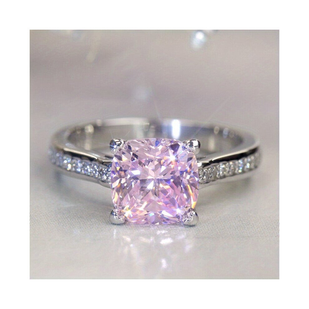 1pc Sparkling Rhinestone Pink Ring Jewelry Accessories Engagement Wedding Rings