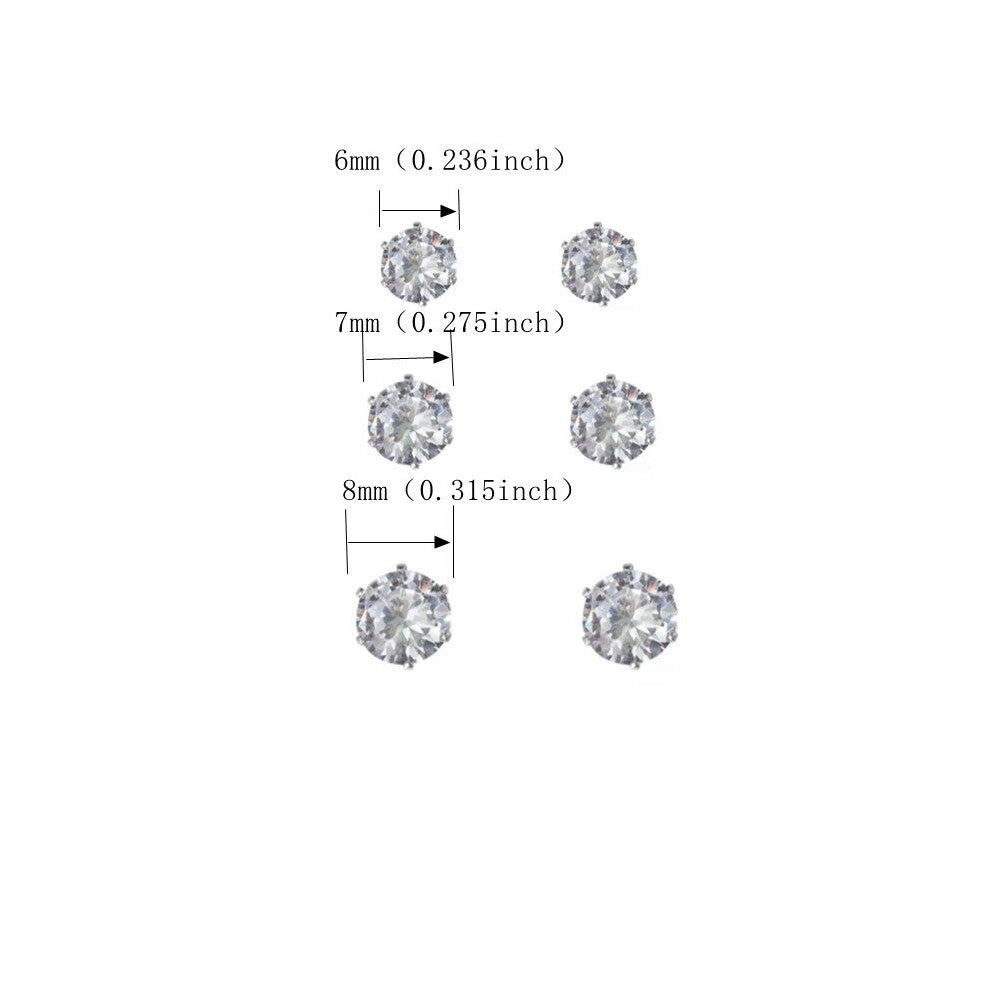 1pair Magnetic Artificial Diamond Stud Earrings For Men Personality Zircon Ear Clips Jewelry Accessories Gift