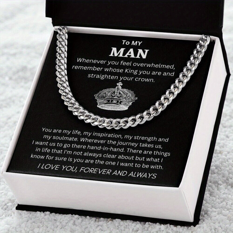 1pc Creative To My Man Cuban Unique High Materials Beautifully Gift For Him Silver Pendant Necklace Decorative Accessories For Holiday Party Gift Men