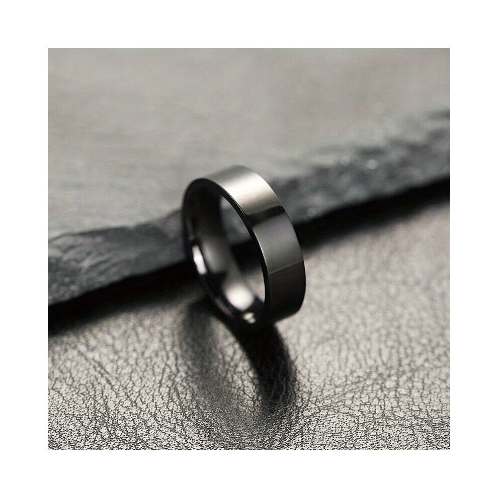 1pc Mens 6MM Glossy Stainless Steel Ring
