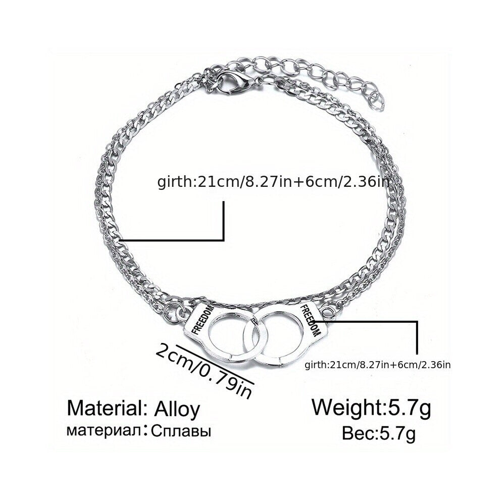 1pc Creative Anklet For Men Double Chain & Small Handcuffs