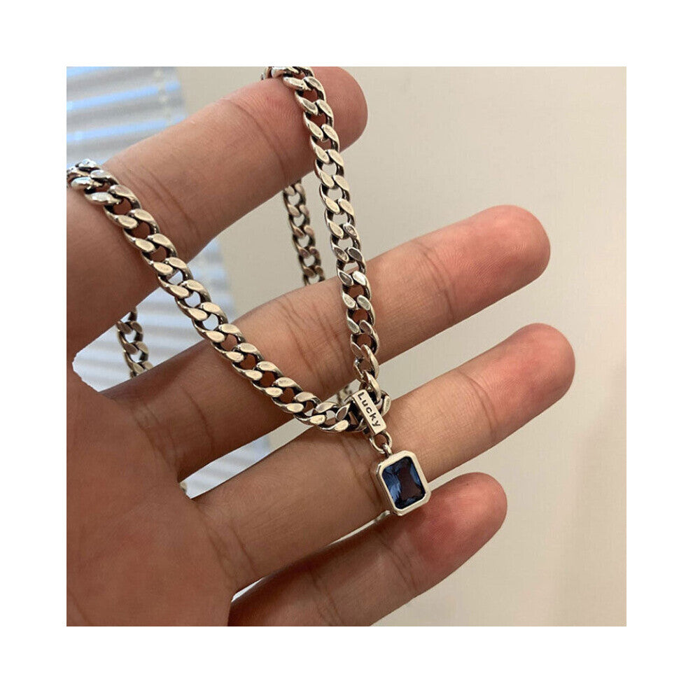 1pc Creative Square Zircon Pendant Necklace Hip Hop Punk Accessories