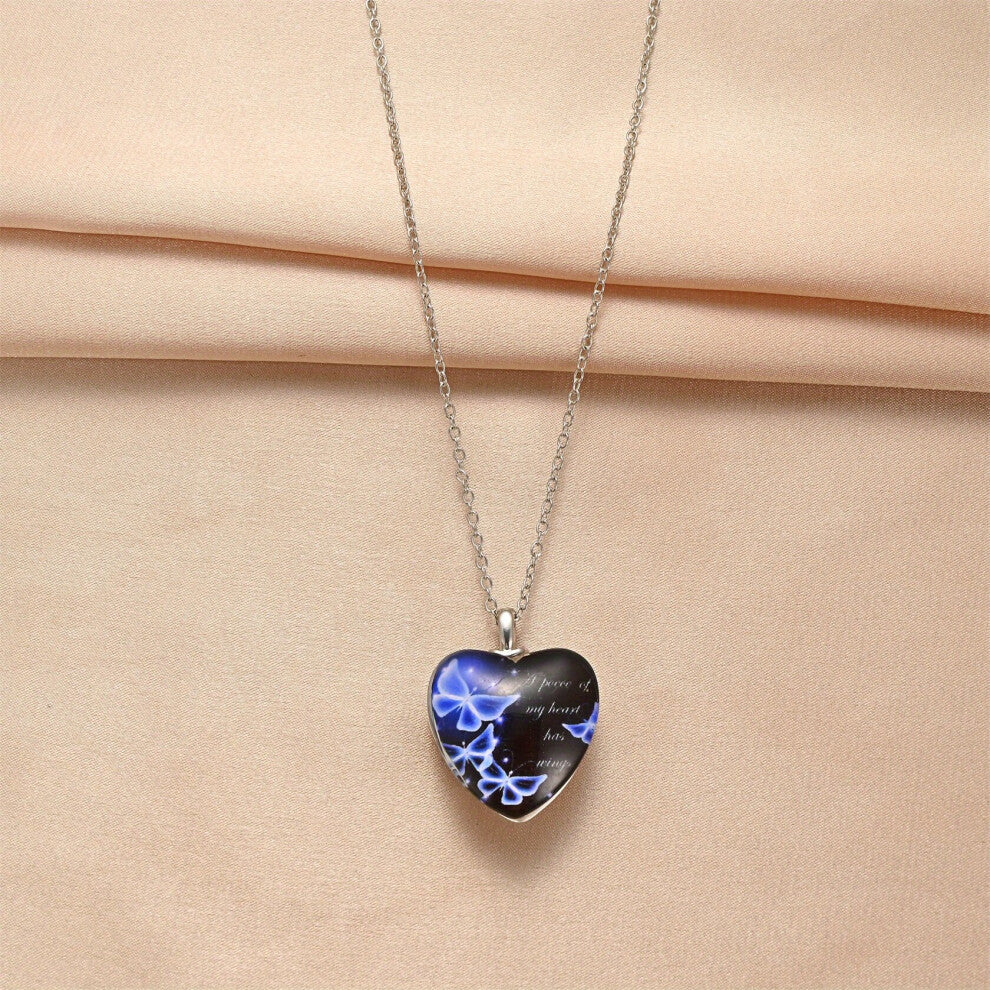 1pc Zinc Alloy Purple Creative Love Pendant Crystal Heart Butterfly Necklace Accessories For Men For Men Couples Or Women Or Party Decoration