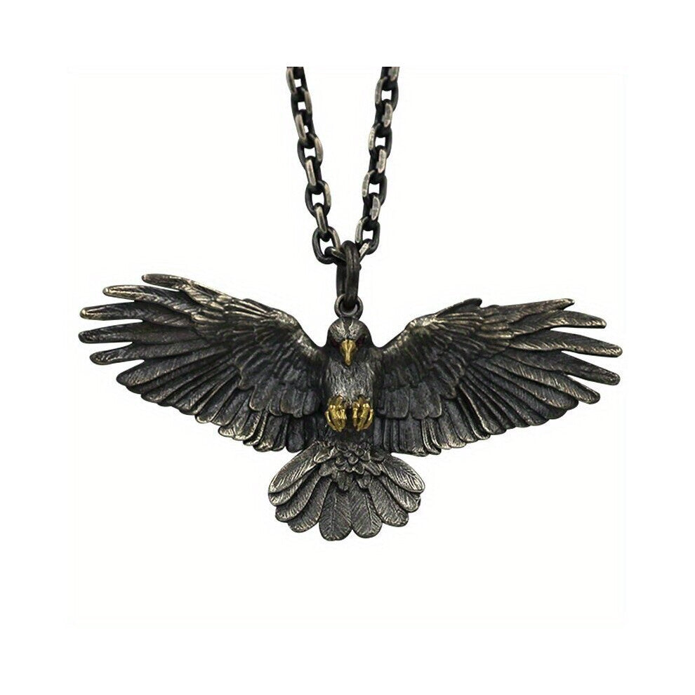 1pc Creative Vintage Hip Hop Bungee Eagle With Wings Pendant Necklace Decorative Accessories For Holiday Party Gift Men Accessories