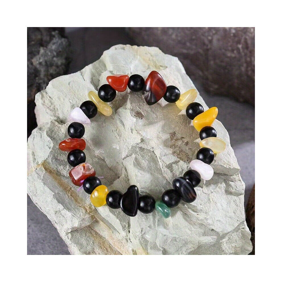 1pc Natural Stone Agate Mixed Bracelet Men And Women Bracelet Small Accessories High end Not Fading Colorful