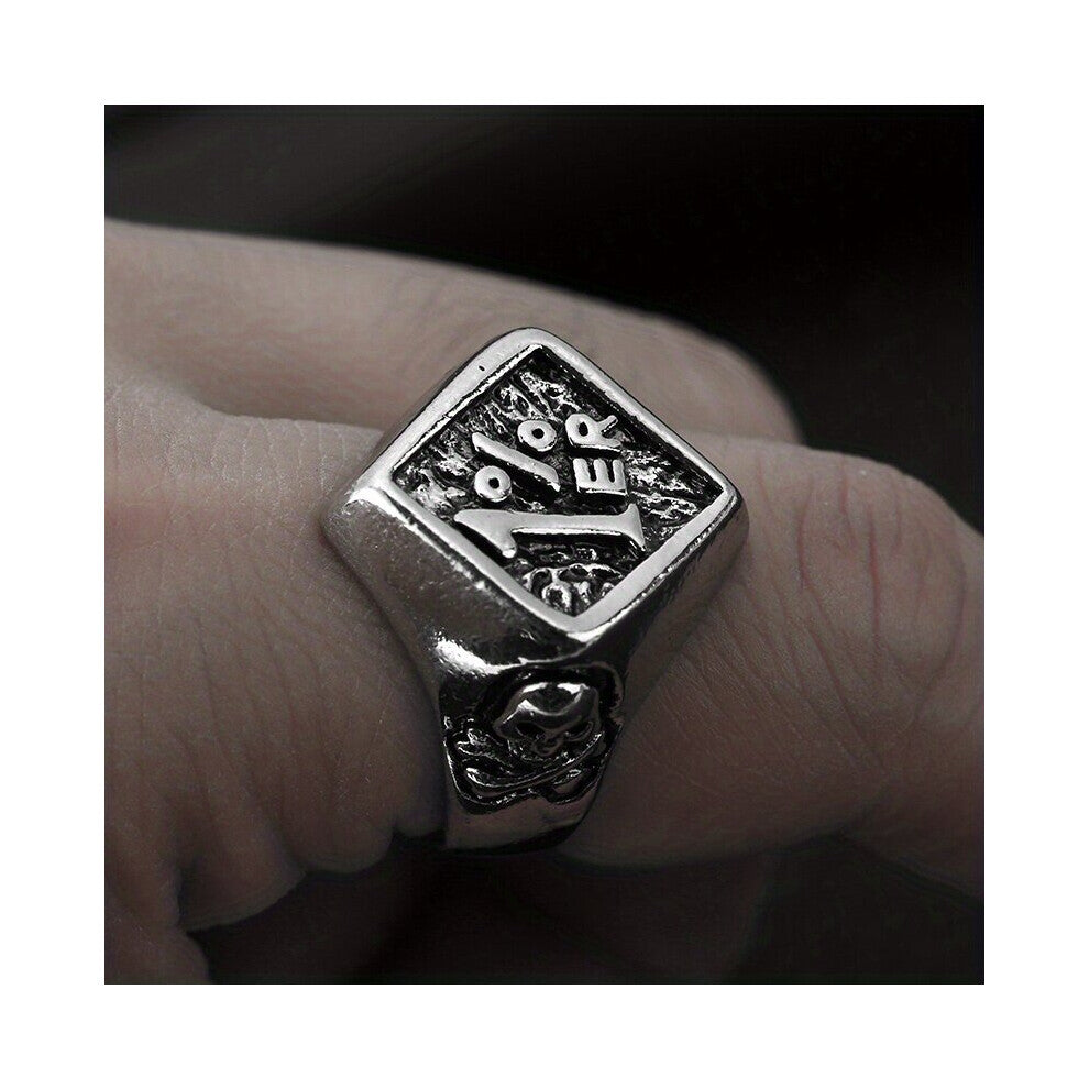 1 ER Skull Biker Ring Jewelry Silvery Golden Skull Motor Biker Men Ring Size 7 14