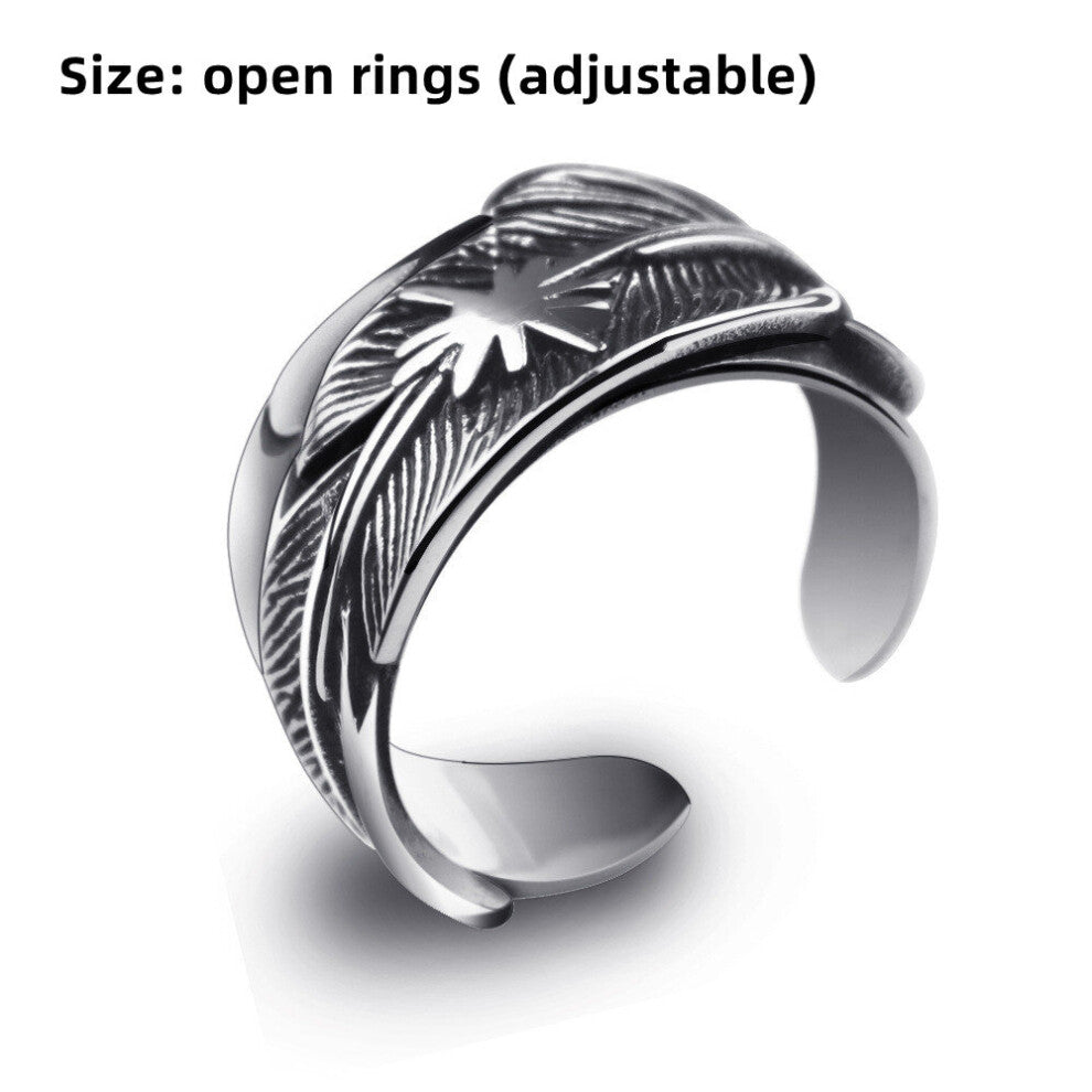 Vintage Feather Ring Open Mouth Ring Mens Jewelry Accessories