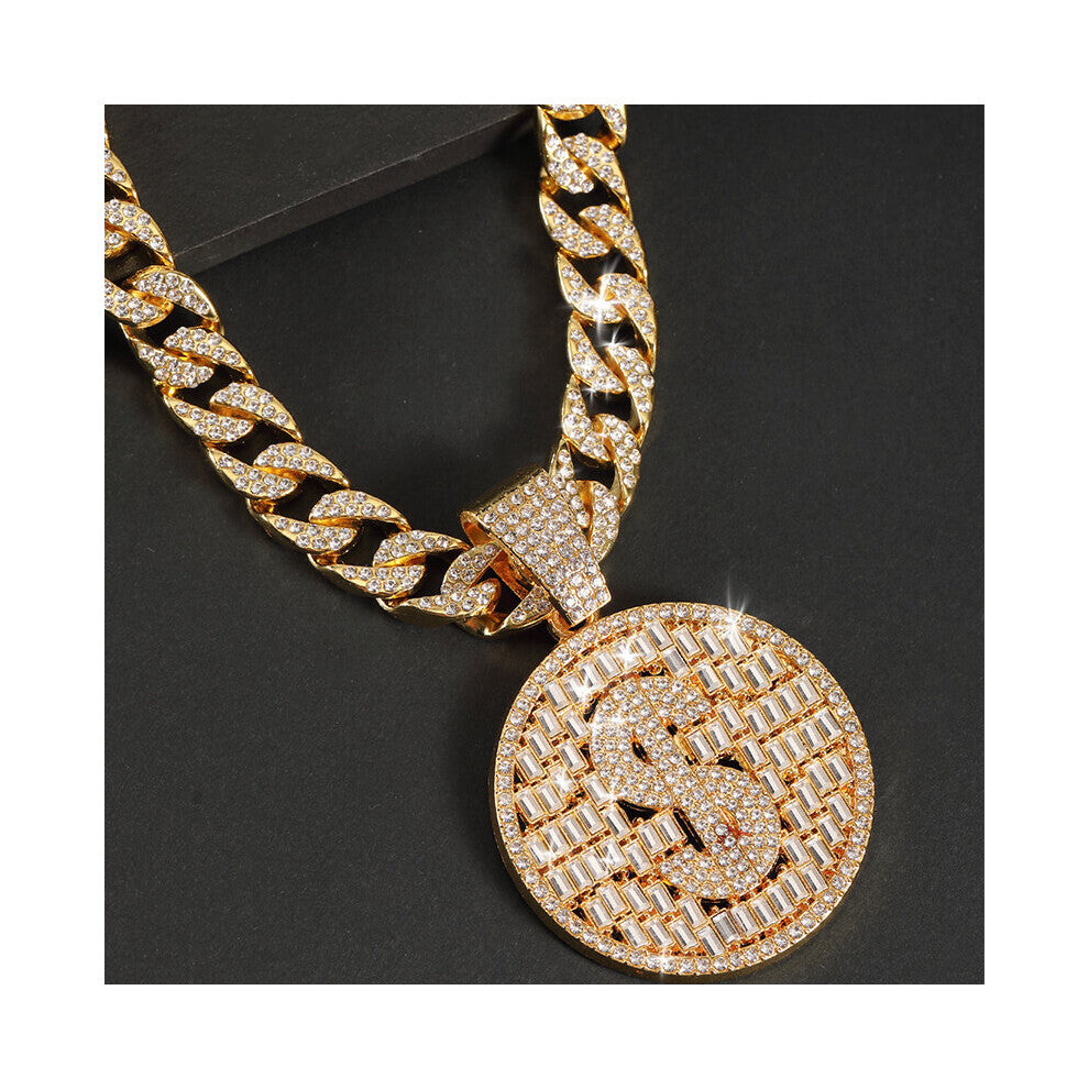 Round Dollar Pendant Cuban Chain