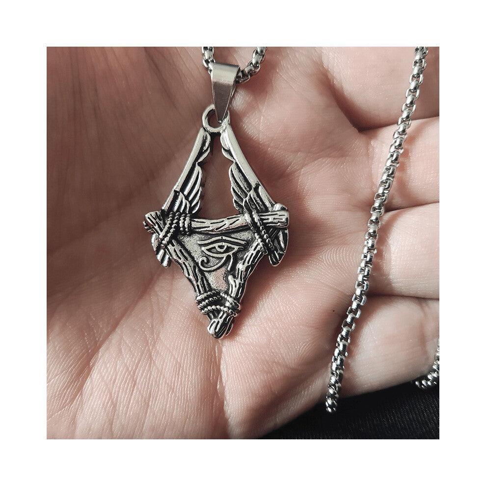 1 Pc Vintage Egyptian Wings Stainless Steel Necklace For Men Punk Hip Hop Necklace Gothic Amulet Pendant Accessories