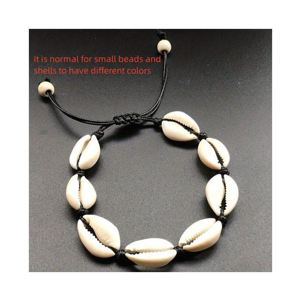 Natural Seashell Hand Knit Bracelet Shells Bracelets Men Women Accessories Beaded Strand Bracelet Summer Beach Clothing Jewelry Decor Gift