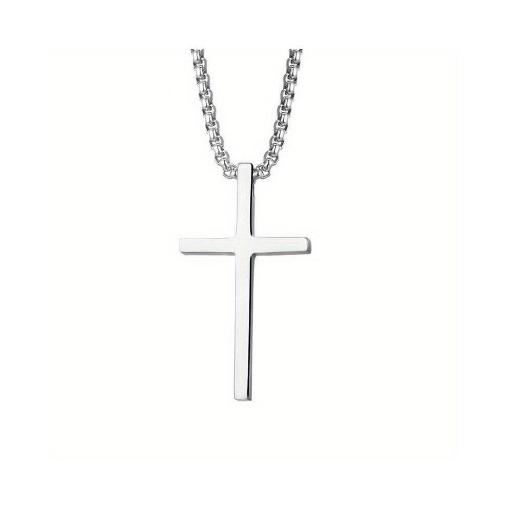 1pc Mens Cross Pendant Necklace Jewelry Jewelry Necklace Glossy Cross Necklace For Men Long Pendant Sweater Chain Accessories Thanksgiving Christmas