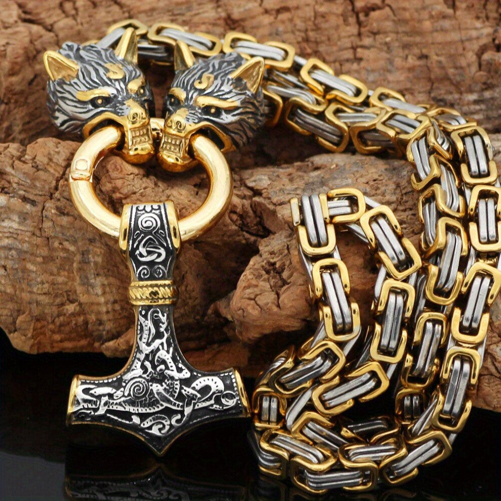 1pc Creative Square Chain Thors Hammer Pendant Mens Vintage Viking Pirate Jewelry Decorative Accessories For Holiday Party Gift Men Accessories