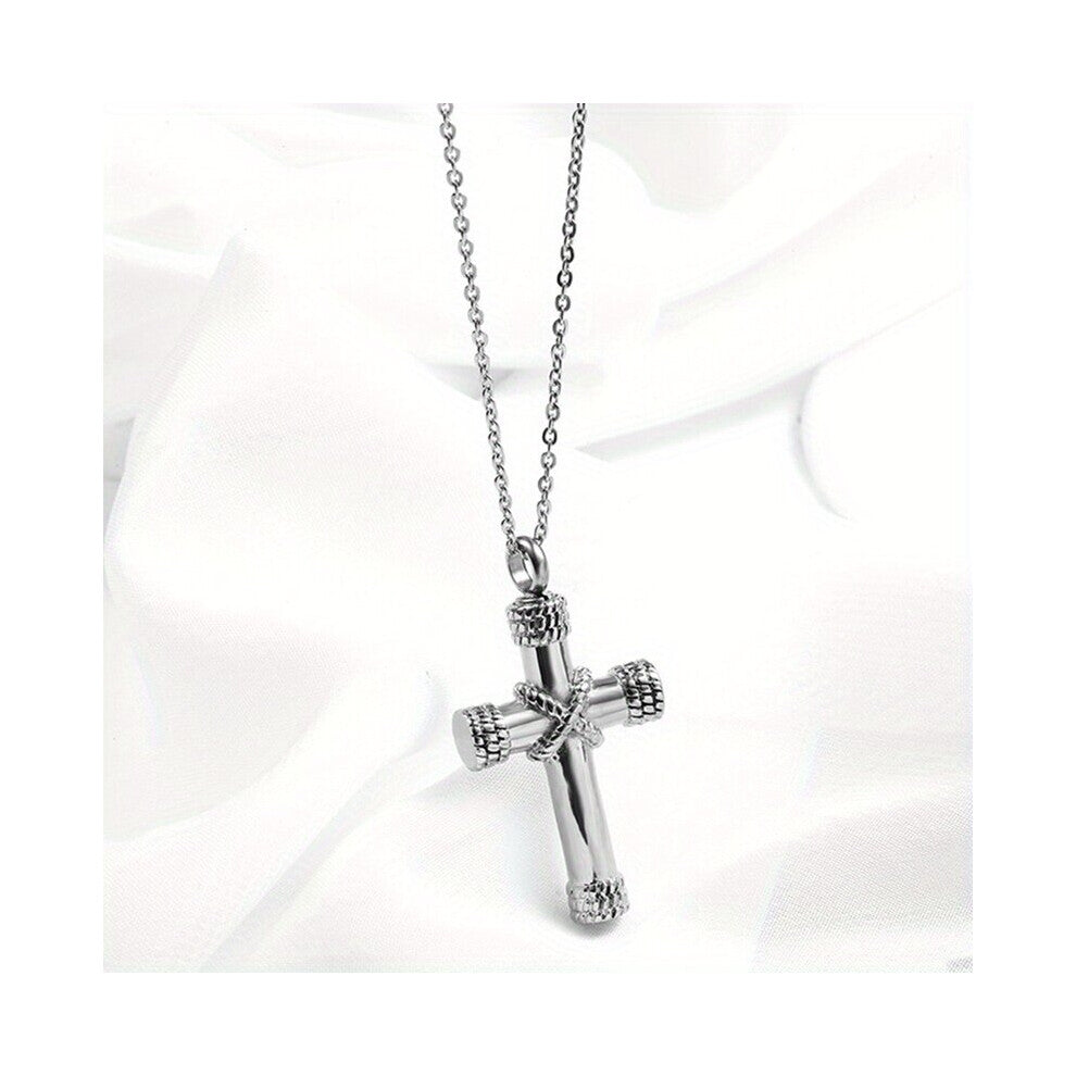 1pc Mens Cross Pendant Necklace Cross Alloy Necklace Long Pendant Sweater Chain Accessories Thanksgiving Christmas Birthday For Men Women Friends