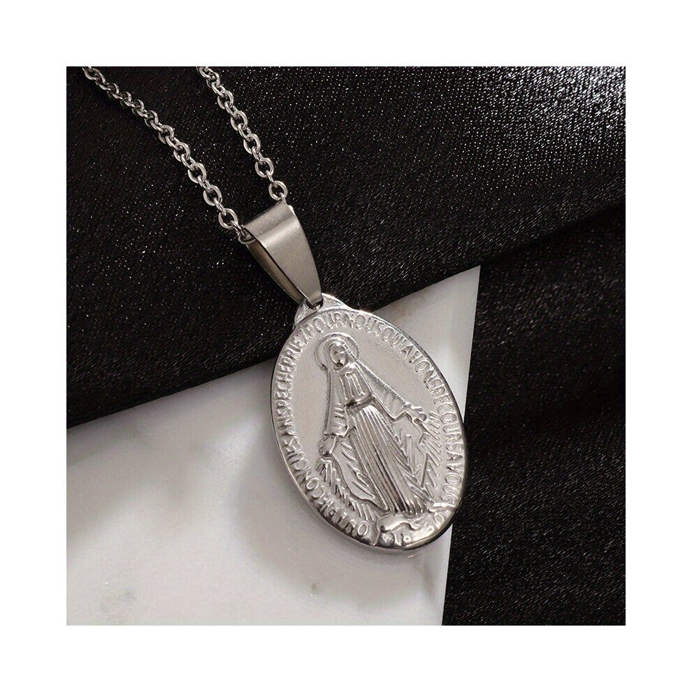 1PC Mens Stainless Steel Golden Necklace With Virgin Mary Steampunk Accessories Gothic Summer Rock Jewelry For Daily Wearing And Gift Giving