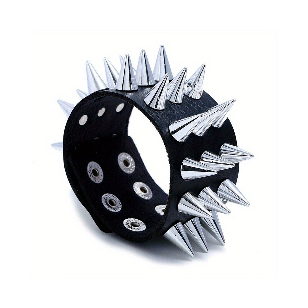 Three Rows Spike Bracelet For Men Punk Hip Hop Style Bracelet Mens Accessories Gift For Friends