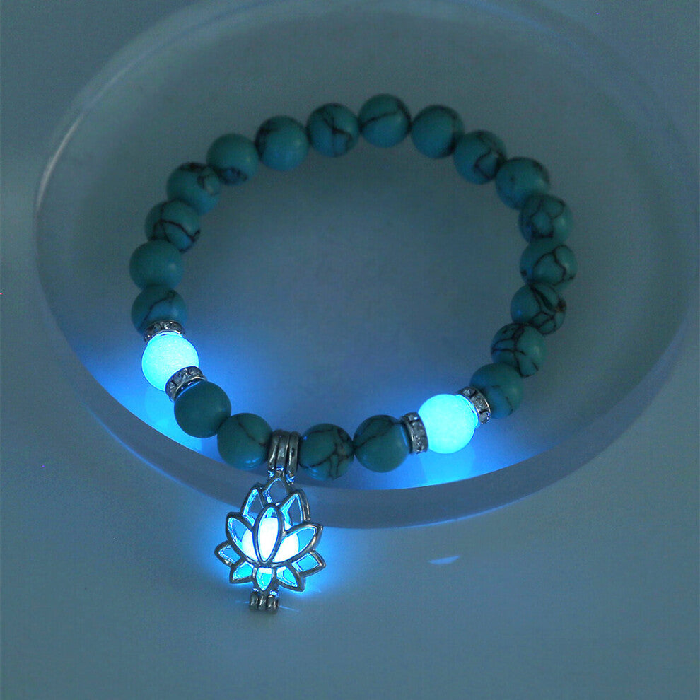 1pc Yoga Turquoise Luminous Lotus Bracelet Luminous Bracelet For Men And Women Accessories