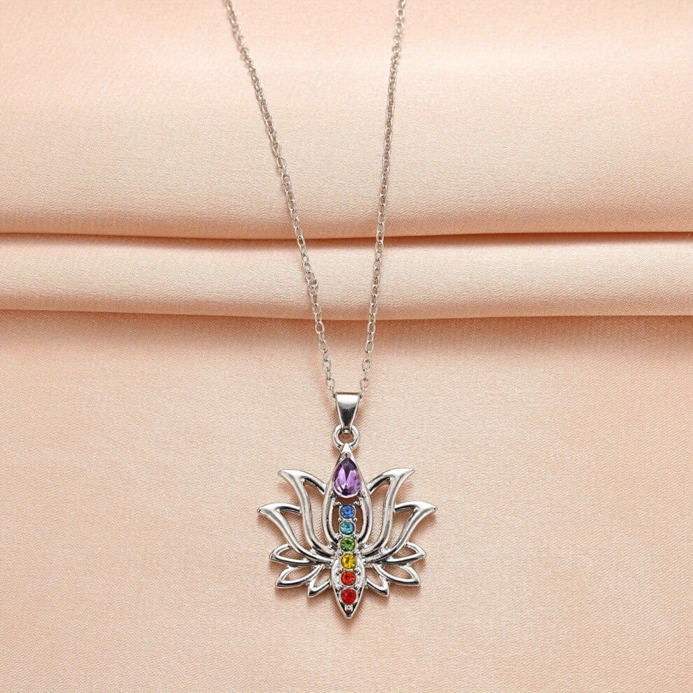Seven Chakra Lotus Pendant Necklace Mothers Accessories Birthday Gift