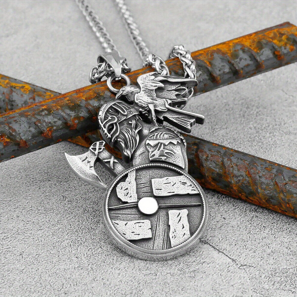 Creative Vintage Viking Pendant Necklace Punk Hip Hop Style Necklace Decorative Accessories For Holiday Party Birthday Gift Mens Accessories