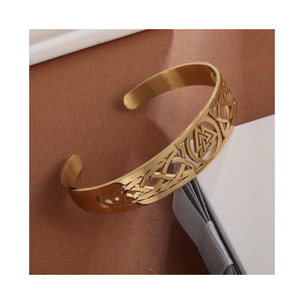 1pc Vintage Viking Style Hollow Stainless Steel Bracelet Jewelry Accessories For Men Women